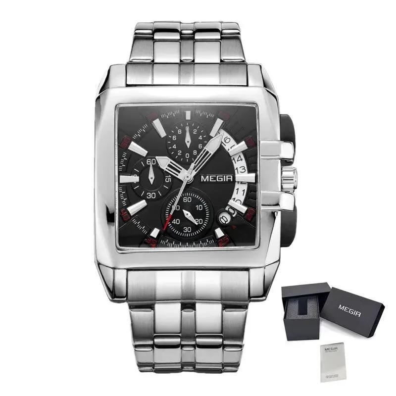 MEGIR Original Luxury Men Watch Stainless Steel Bracelet Quartz Military Wristwatch Business Watches Chronograph Big Dial Relogio Masculino 2018 by MEGIR WATCH GROUP