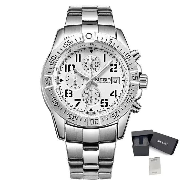 MEGIR Men's Business Quartz Watches Top Luxury Brand Casual Wristwatch Waterproof Date Clock Stainless Steel Man Chronograph 2030 by MEGIR WATCH GROUP