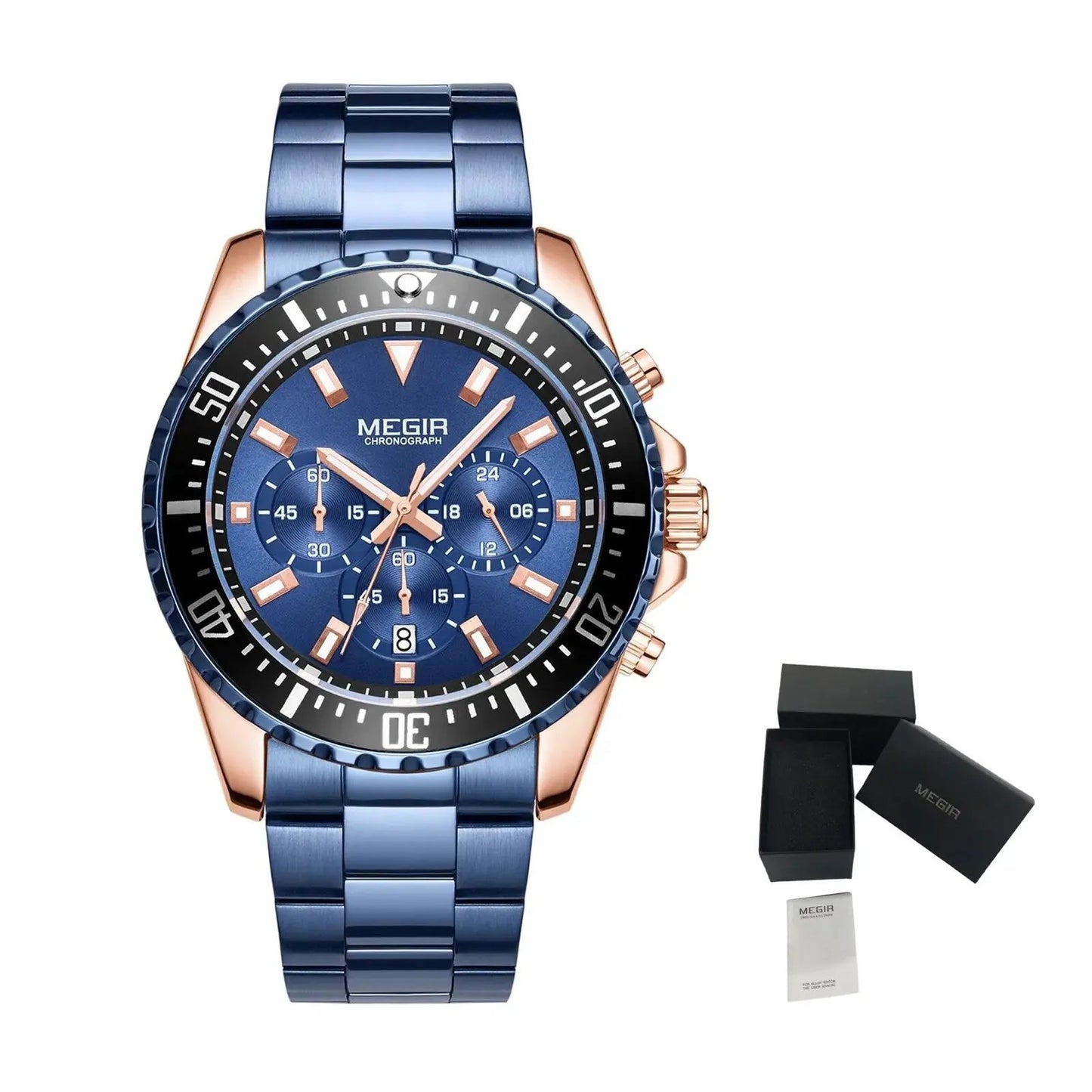 MEGIR Original Luxury Men Business Quartz Watch Stainless Steel Bracelet Chronograph Male Military Wristwatch Clock Relogio Masculino 2064 by MEGIR WATCH GROUP