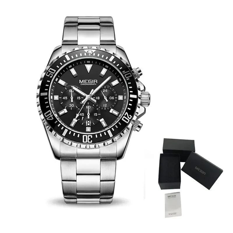MEGIR Original Luxury Men Business Quartz Watch Stainless Steel Bracelet Chronograph Male Military Wristwatch Clock Relogio Masculino 2064 by MEGIR WATCH GROUP