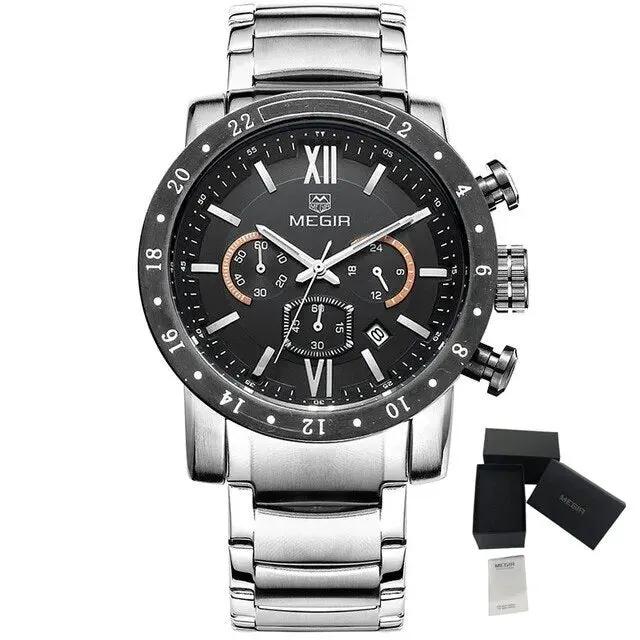 MEGIR Luxury Men's Business Watches Chronograph Waterproof Stainless Steel Quartz Watch Calendar Male Clock Reloj Hombre 3008 by MEGIR WATCH GROUP