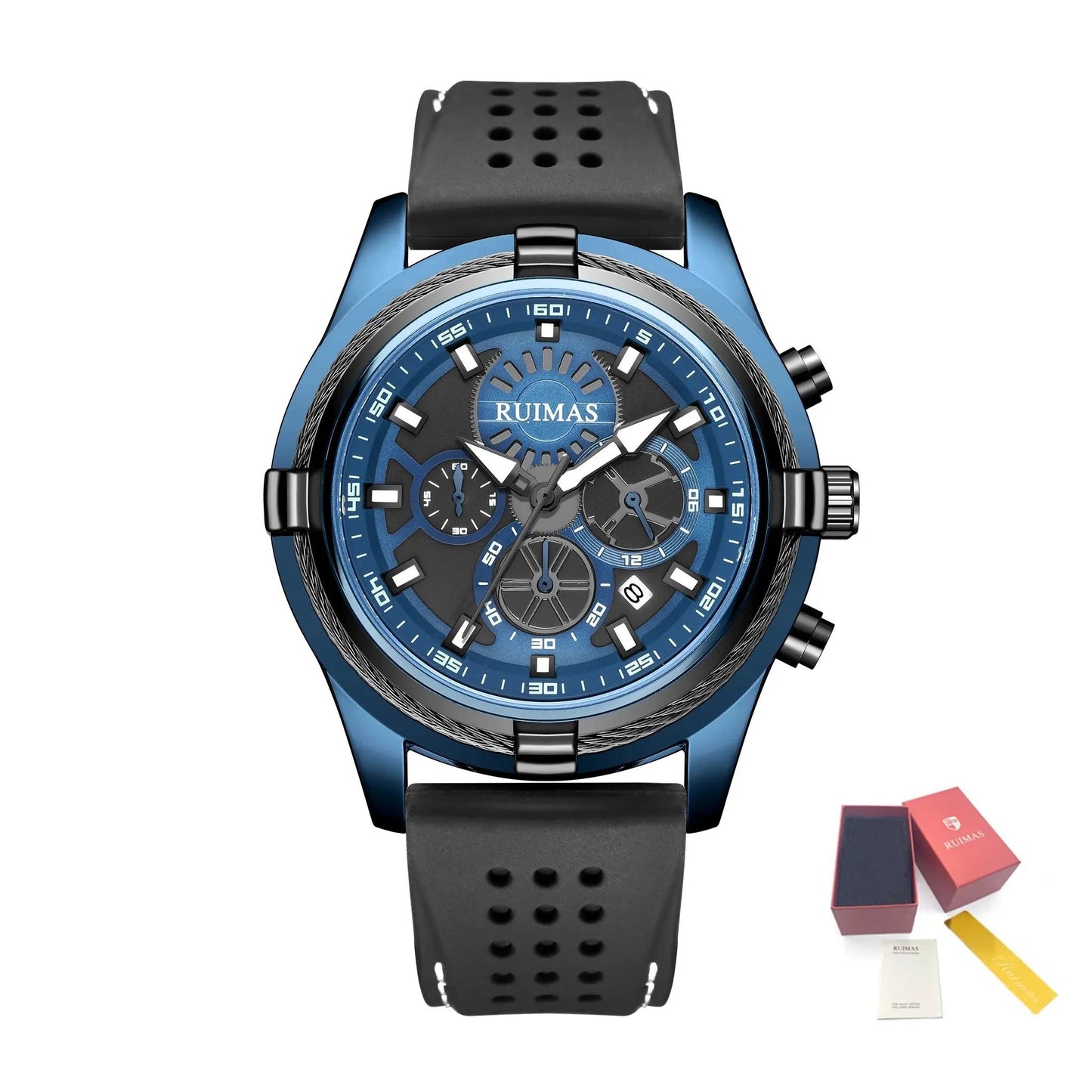 RUIMAS Top Luxury Quartz Wristwatches Men Silicone Large Dial Military Sports Watches Waterproof Luminous Date Reloj Hombre 311 by MEGIR WATCH GROUP