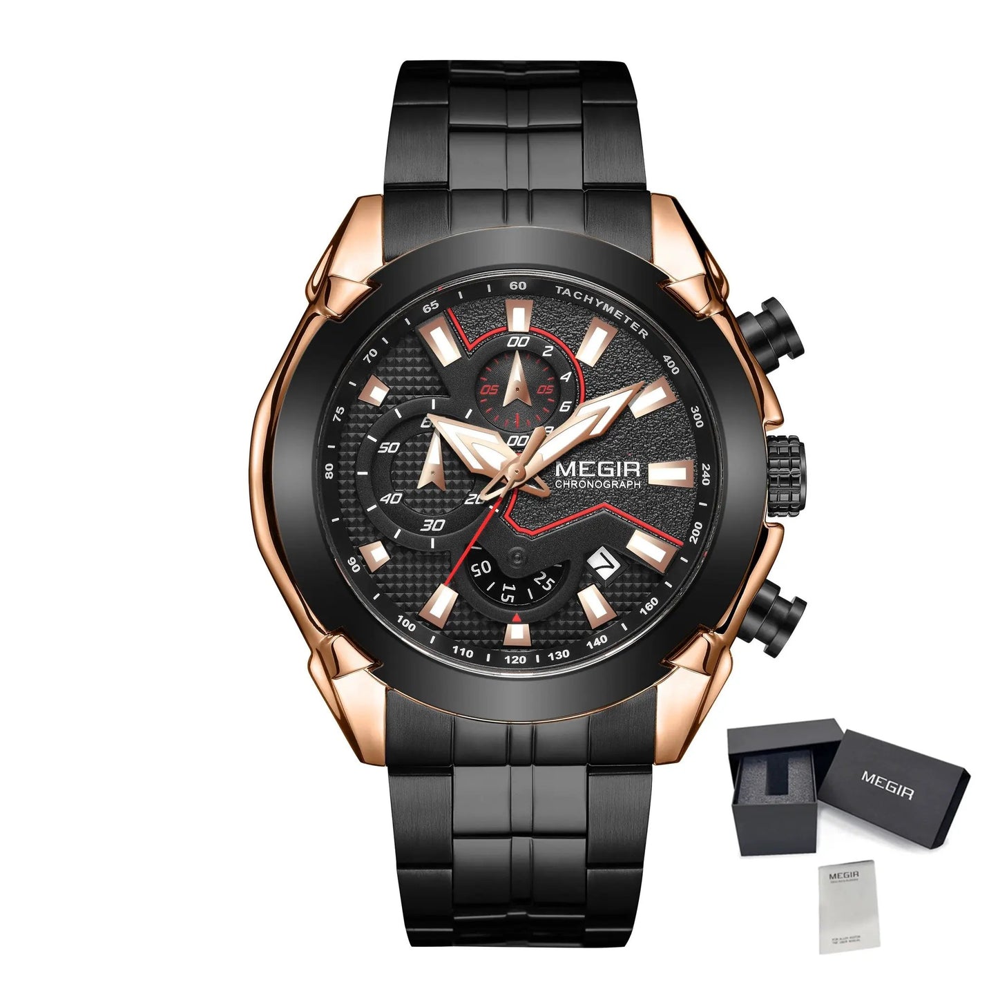 MEGIR Stainless Steel Bracelet Business Watches for Men Luxury Military Quartz Wristwatches Waterproof Luminous Clock Date 2065 by MEGIR WATCH GROUP