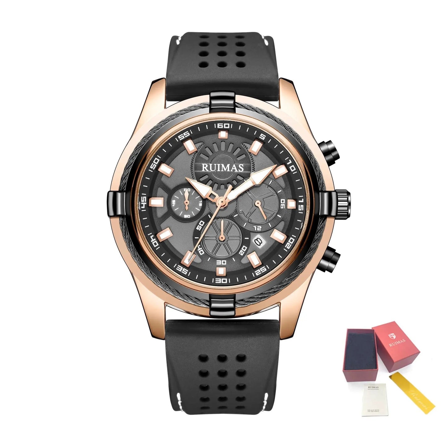 RUIMAS Top Luxury Quartz Wristwatches Men Silicone Large Dial Military Sports Watches Waterproof Luminous Date Reloj Hombre 311 by MEGIR WATCH GROUP