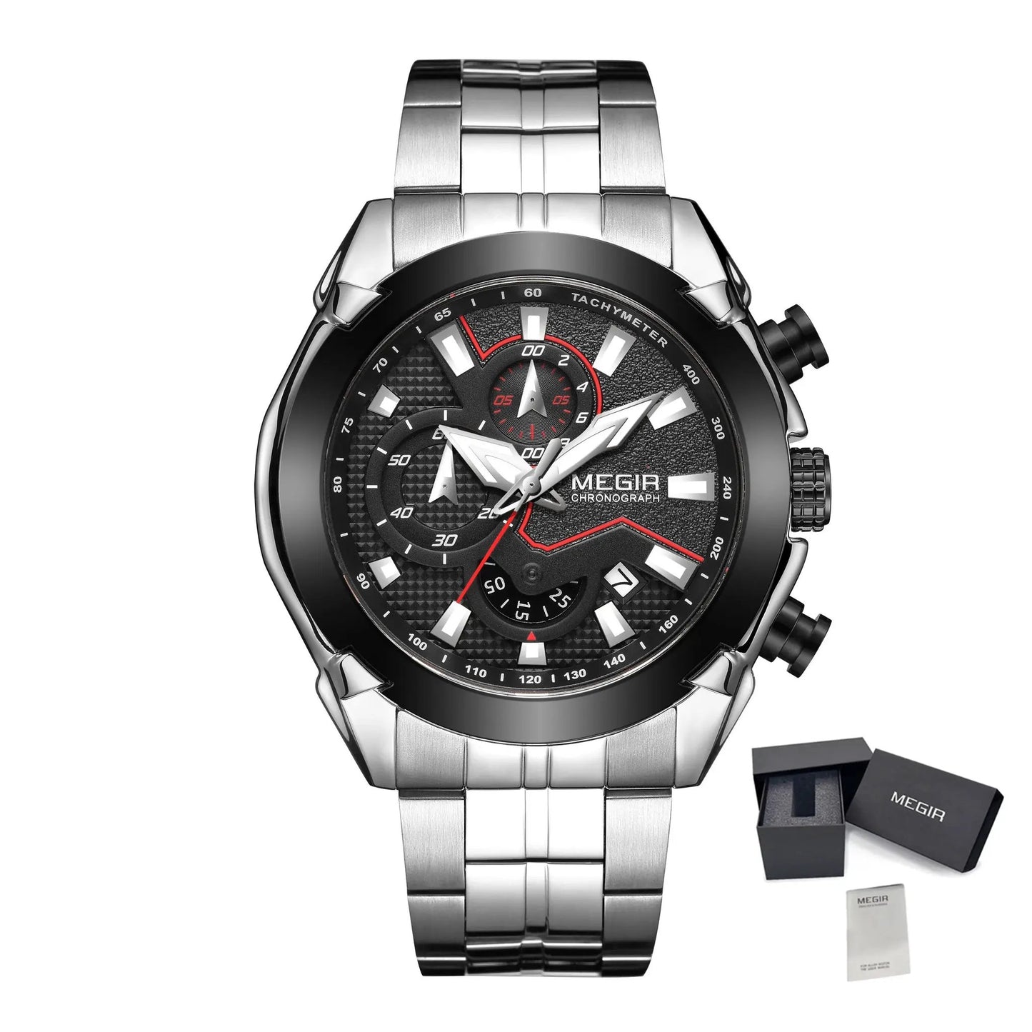 MEGIR Stainless Steel Bracelet Business Watches for Men Luxury Military Quartz Wristwatches Waterproof Luminous Clock Date 2065 by MEGIR WATCH GROUP