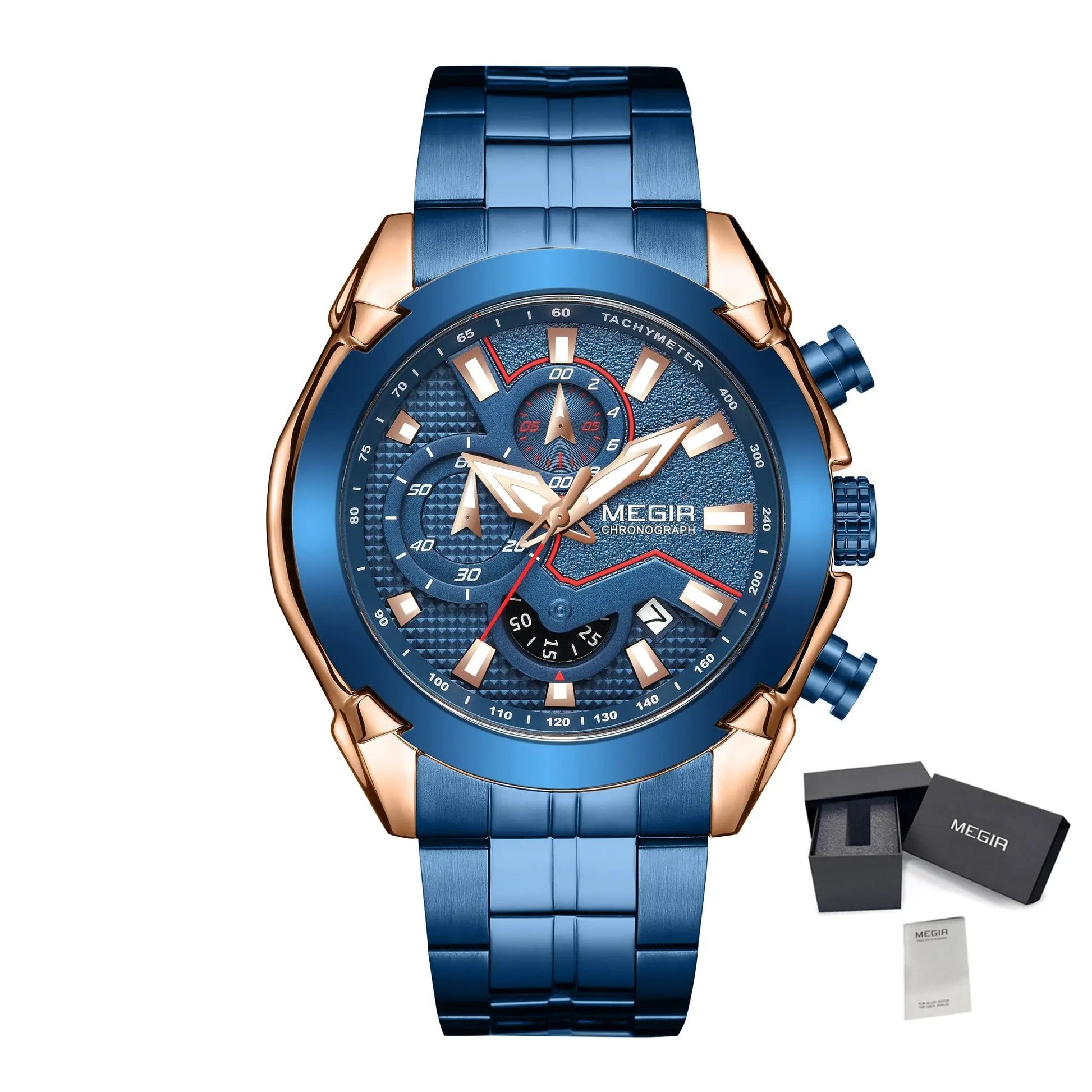 MEGIR Stainless Steel Bracelet Business Watches for Men Luxury Military Quartz Wristwatches Waterproof Luminous Clock Date 2065 by MEGIR WATCH GROUP