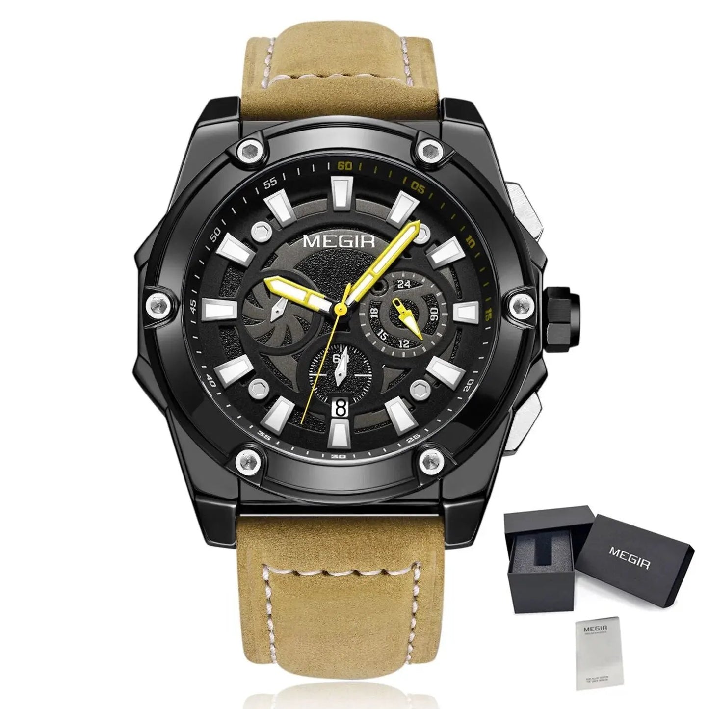 MEGIR Men's Watches Top Brand Luxury Casual Sports Wrist Watch Leather Strap Quartz Male Clock Chronograph Relogio Masculino 2122 by MEGIR WATCH GROUP