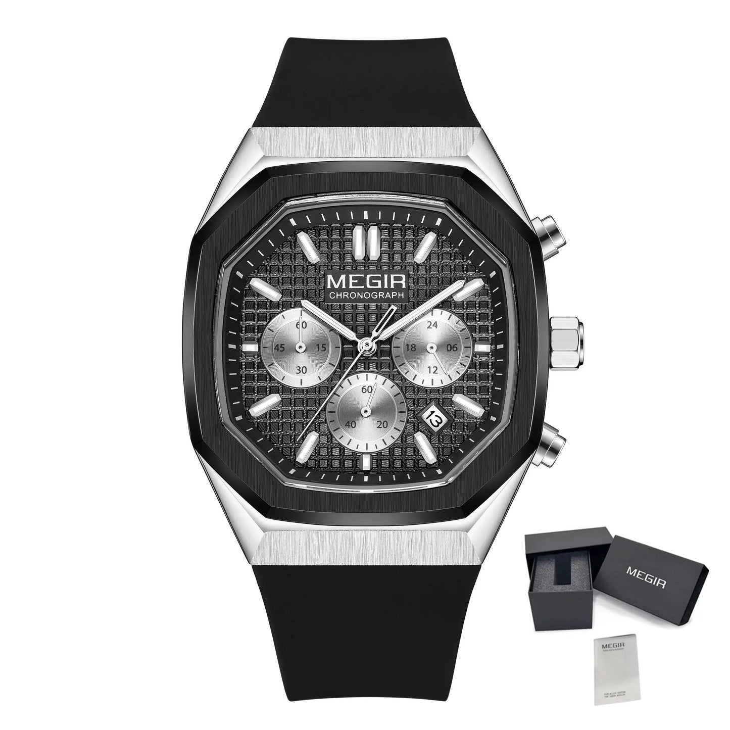 MEGIR Fashion Sport Military Watches for Men Luxury Quartz Wristwatch Silicone Strap Waterproof Date Clock 24-hour Reloj Hombre 2215 by MEGIR WATCH GROUP