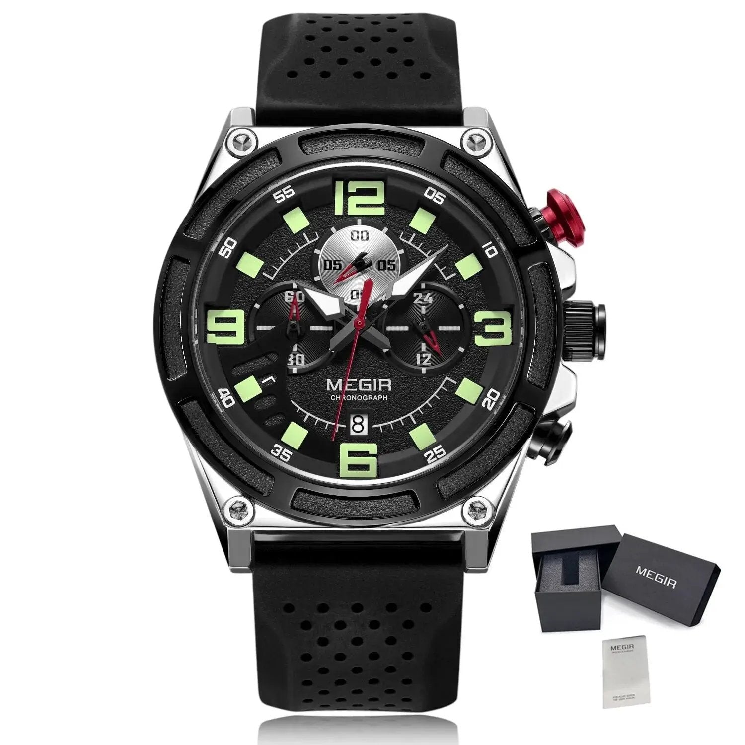 MEGIR Chronograph Luxury Military Sport Watches for Men Waterproof Calendar Silicone Man Quartz Wristwatch Reloj Hombre 2116 by MEGIR WATCH GROUP