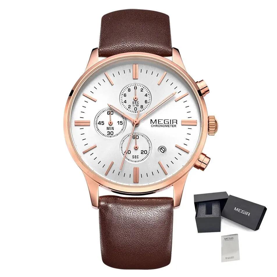 MEGIR Sport Watch for Men Luxury Waterproof Quartz Clock Leather Wristwatch Luminous Military Watches Calendar reloj hombre 2011 by MEGIR WATCH GROUP