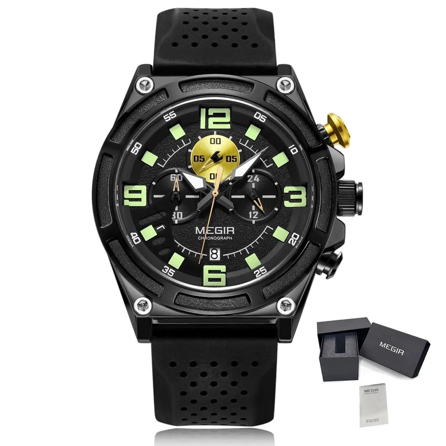 MEGIR Chronograph Luxury Military Sport Watches for Men Waterproof Calendar Silicone Man Quartz Wristwatch Reloj Hombre 2116 by MEGIR WATCH GROUP