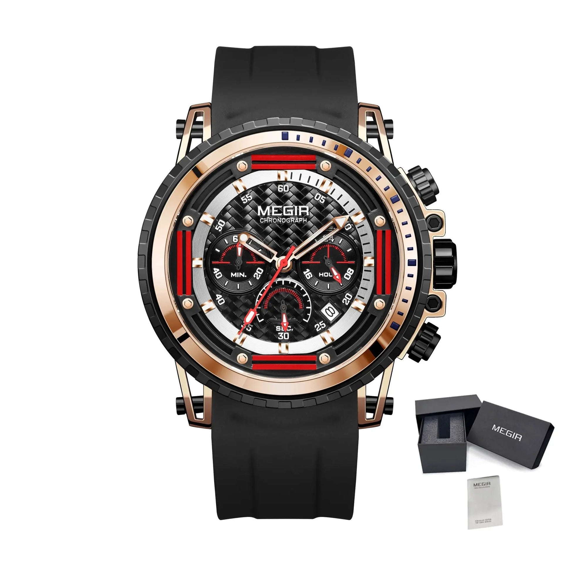 MEGIR Men's Sports Military Watches Fashion Luxury Quartz Wristwatch Silicone Strap Waterproof Chronograph Luminous Male Clock 2143 by MEGIR WATCH GROUP