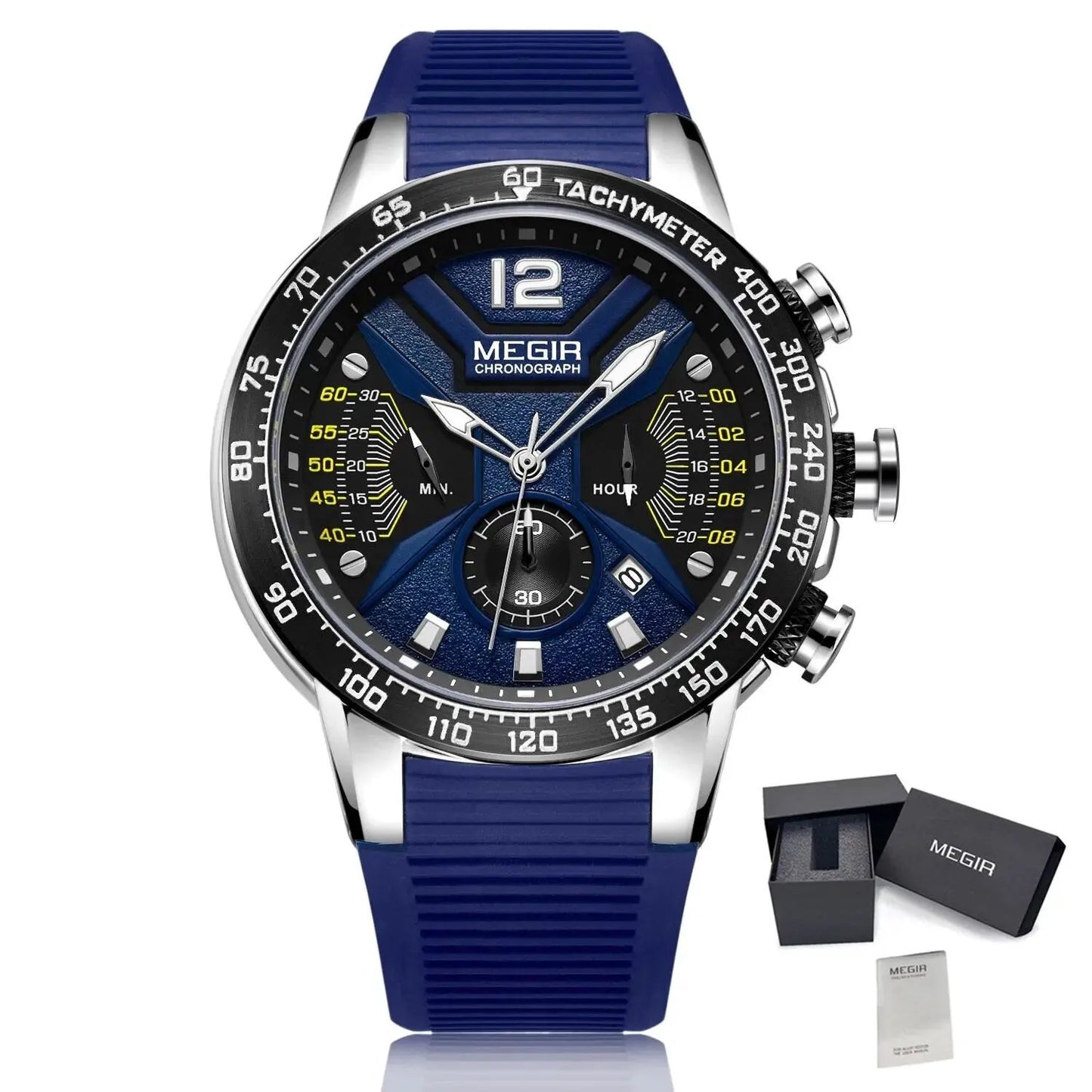 MEGIR Silicone Strap Quartz Military Watches for Men Fashion Sport Wristwatch Clock Big Dial Watch Chronograph Montre Homme 2106 by MEGIR WATCH GROUP