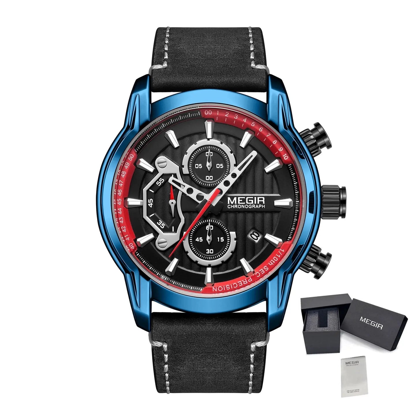 MEGIR Men's Watches Waterproof Luminous Sports Wristwatch Fashion Leather Strap Quartz Chronograph Clock Date Gift for Man 2104 by MEGIR WATCH GROUP