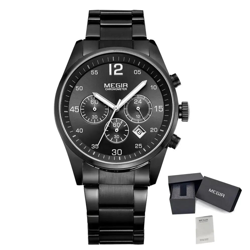 MEGIR Fashion Men Watches Stainless Steel Strap Business Wristwatch Waterproof Date Quartz Man Clock Relogio Masculino 2010 by MEGIR WATCH GROUP