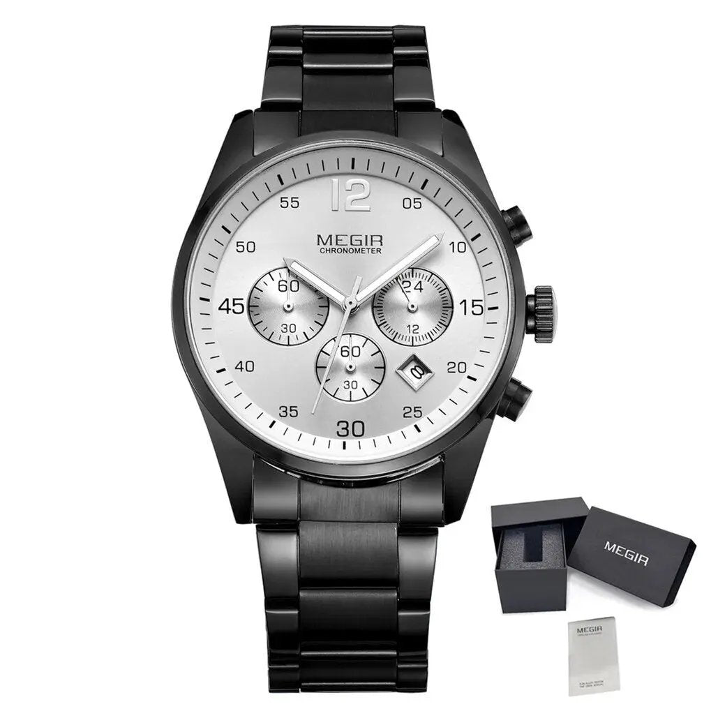 MEGIR Fashion Men Watches Stainless Steel Strap Business Wristwatch Waterproof Date Quartz Man Clock Relogio Masculino 2010 by MEGIR WATCH GROUP