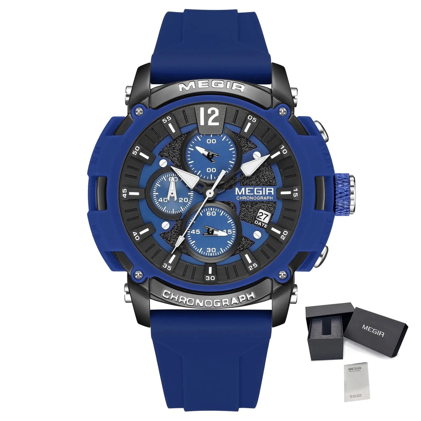 MEGIR Fashion Military Watch for Men Silicone Strap Sport Quartz Chronograph Waterproof Male Clock Wristwatch Reloj Hombre 2208 by MEGIR WATCH GROUP