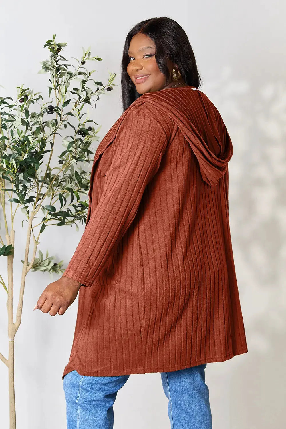 Basic Bae Full Size Hooded Sweater Cardigan by Basic Bae