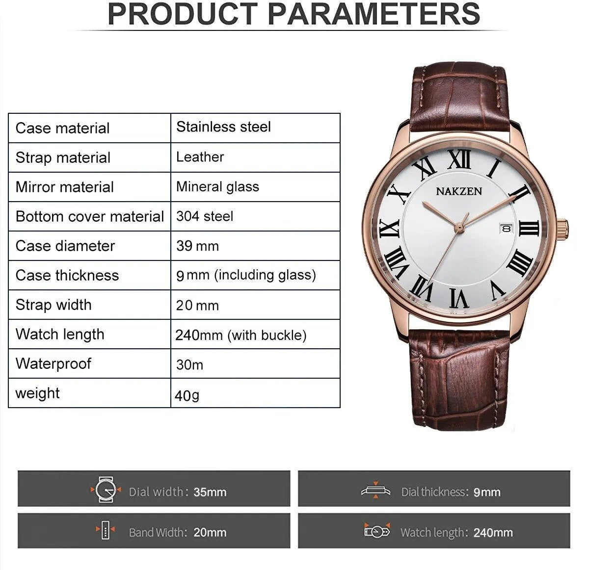 New NAKZEN Top Brand Luxury Fashion Mens Watches Big Dia Stainless Steel Quartz Watch Men Sport Male Clock Relogio Masculino 4090 by MEGIR WATCH GROUP