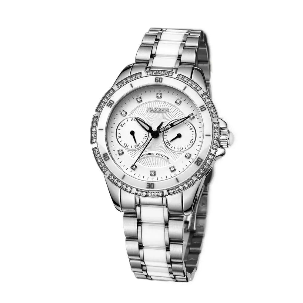 NAKZEN Women Fashion Ceramic Quartz Watch Ladies Casual Dress Diamond Watches Luxury Brand Wristwatches Feminino Montre Relogio 6012 by MEGIR WATCH GROUP