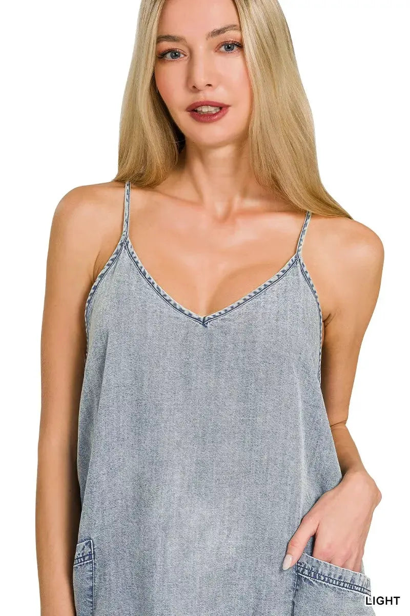 Zenana Enzyme Stone Washed Lyocell Mini Dress by Zenana