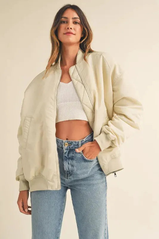 MABLE Back Ruched Utiltiy Bomber Jacket by MABLE