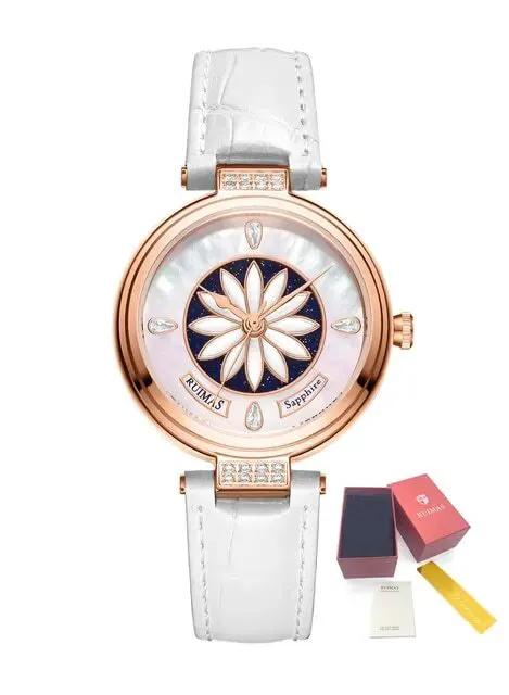 RUIMAS Women's Watch Automatic Mechanical Watches Sapphire Ladies Clock Top Brand Luxury Fashion Female Wristwatch Leather 6776 by MEGIR WATCH GROUP