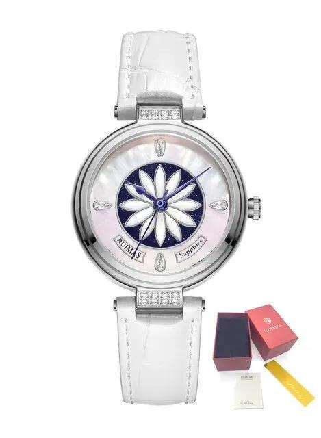 RUIMAS Women's Watch Automatic Mechanical Watches Sapphire Ladies Clock Top Brand Luxury Fashion Female Wristwatch Leather 6776 by MEGIR WATCH GROUP
