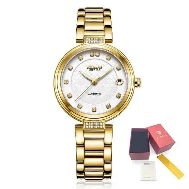 RUIMAS Women Automatic Mechanical Watch Steel Strap Ladies Business Wrist Watch Fashion Waterproof Date Clock Montre Femme 6756 by MEGIR WATCH GROUP