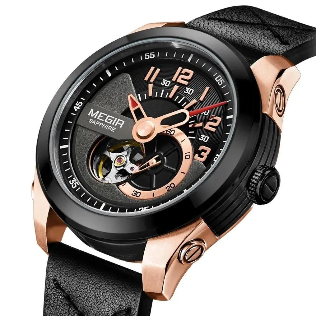 MEGIR Automatic Movement Mechanical Watches Men Luxury Fashion Leather Business Wristwatch Clock Big Dial Male Reloj Hombre 62050 by MEGIR WATCH GROUP