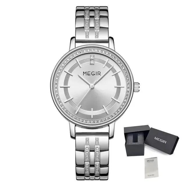 MEGIR Luxury Watches for Women Stainless Steel Dress Clock Fashion Elegant Wristwatch Quartz Watch Ladies Clock Reloj Mujer 7012 by MEGIR WATCH GROUP