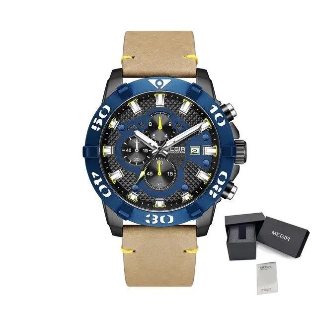 MEGIR Men Watches Fashion Luxury Big Dial Sports Watches Waterproof Quartz Wristwatch Chronograph Man Casual Luminous Clock 2136 by MEGIR WATCH GROUP