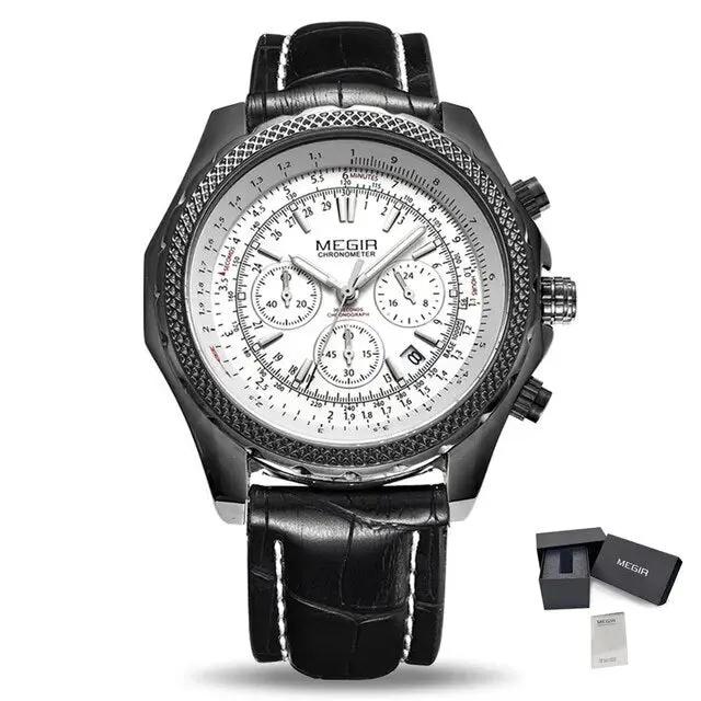 MEGIR Luxury Quartz Wristwatches Fashion Casual Leather Strap Men Sports Watch Large Dial Chronograph Date Clock Montre Homme 2007 by MEGIR WATCH GROUP