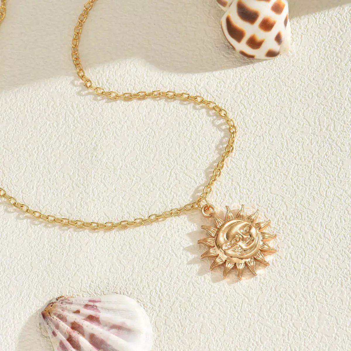 18K Gold-Plated Sunburst Pendant Necklace by Partner Labels