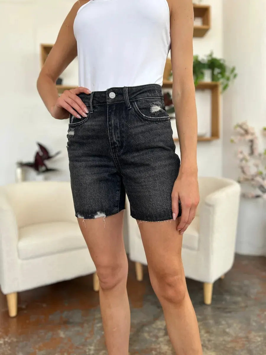Judy Blue Full Size High Waist Rigid Magic Denim Shorts by Judy Blue