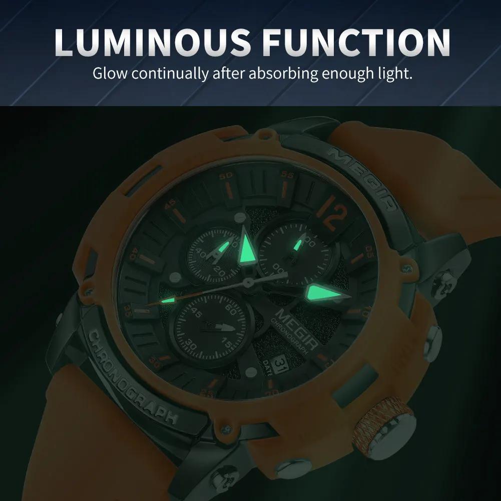 MEGIR Fashion Military Watch for Men Silicone Strap Sport Quartz Chronograph Waterproof Male Clock Wristwatch Reloj Hombre 2208 by MEGIR WATCH GROUP