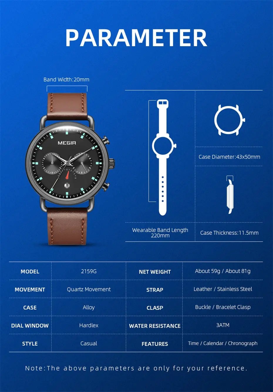 MEGIR Men Watch Top Brand Fashion Casual Quartz Watches Waterproof Date Man Sports Military Wristwatch Clock Relogio Masculino 2159 by MEGIR WATCH GROUP