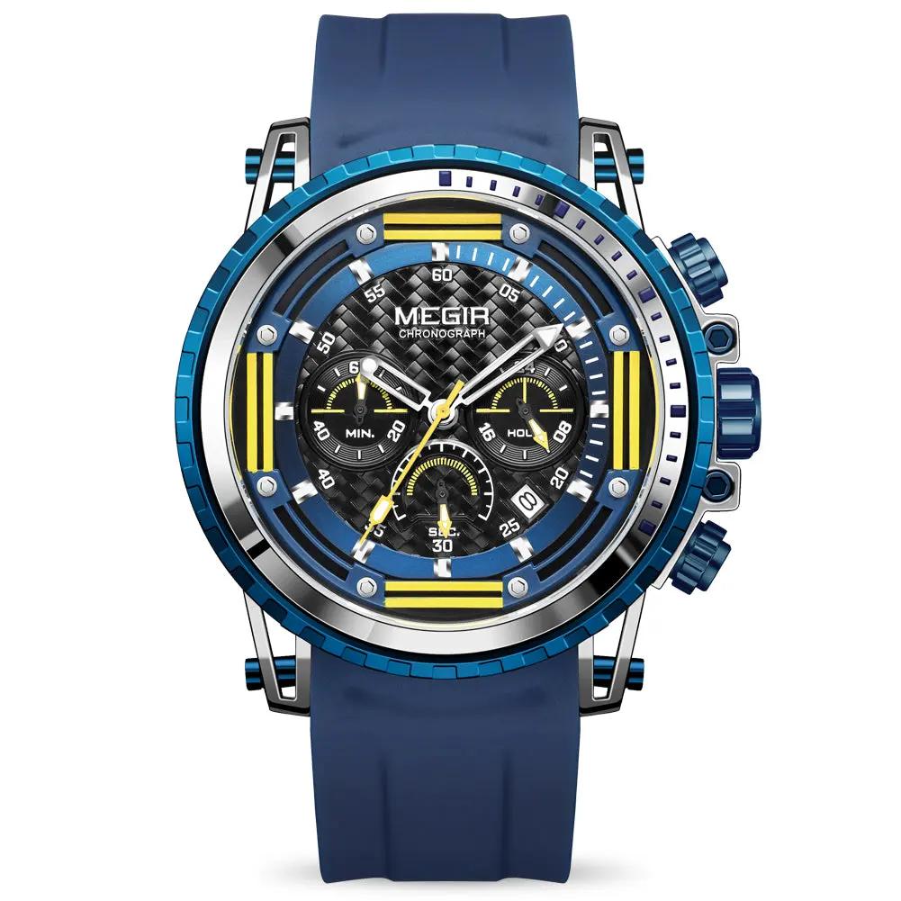 MEGIR Men's Sports Military Watches Fashion Luxury Quartz Wristwatch Silicone Strap Waterproof Chronograph Luminous Male Clock 2143 by MEGIR WATCH GROUP