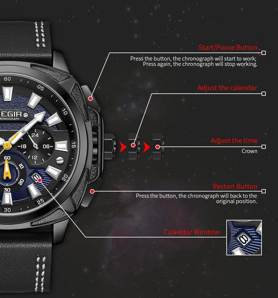 MEGIR Relogio Masculino Watches Men Fashion Leather Band Sports Military Watches Luxury Quartz Business Wristwatch Reloj Hombre 2128 by MEGIR WATCH GROUP