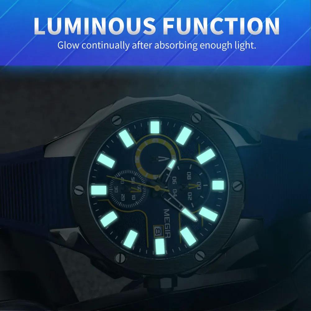 MEGIR Men Sport Military Watch Luxury Luminous Waterproof Chronograph Quartz Wristwatch Date Clock Relogio Masculino 2053 by MEGIR WATCH GROUP
