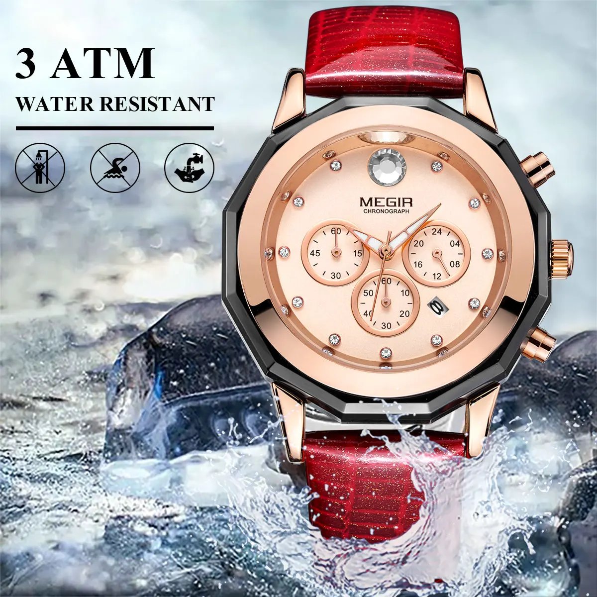 MEGIR Luxury Brand Women Bracelet Watches Ladies Fashion Quartz Sport Wristwatch Leather Dress Clock Chronograph Reloj Hombre 2042 by MEGIR WATCH GROUP