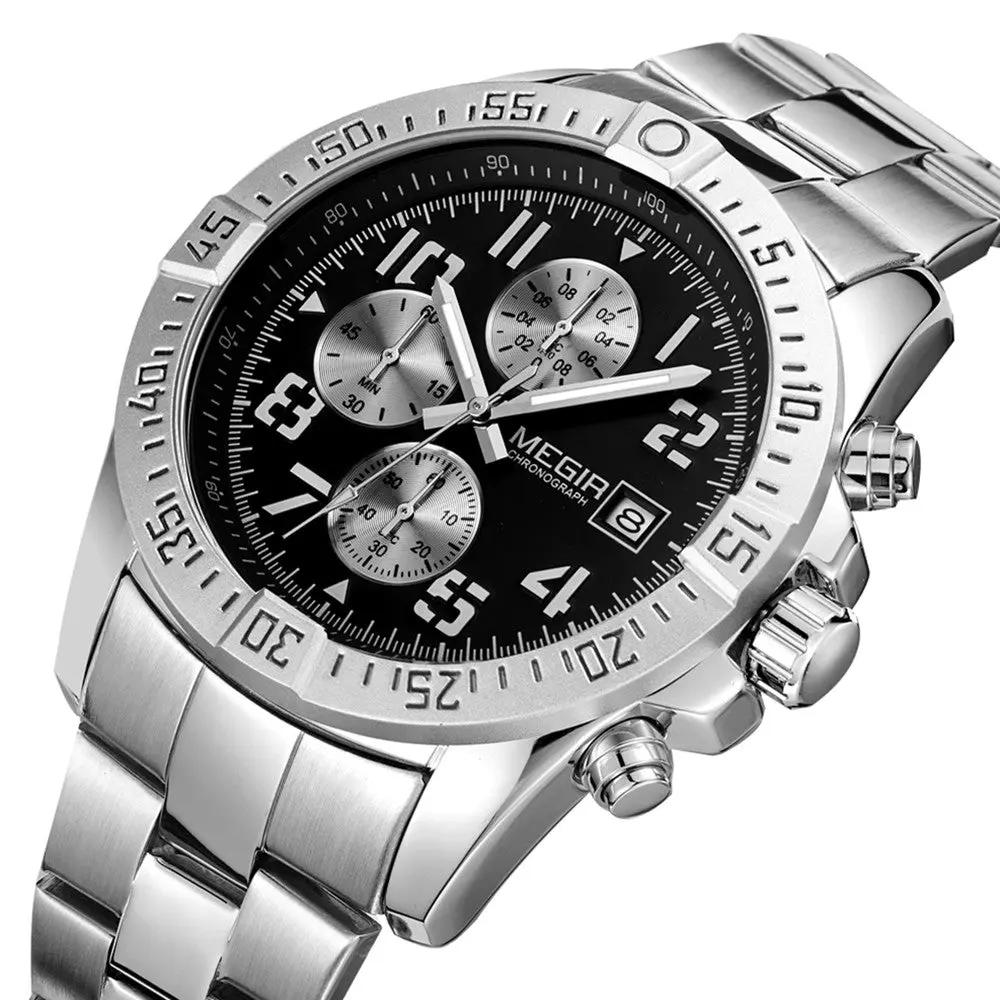 MEGIR Men's Business Quartz Watches Top Luxury Brand Casual Wristwatch Waterproof Date Clock Stainless Steel Man Chronograph 2030 by MEGIR WATCH GROUP