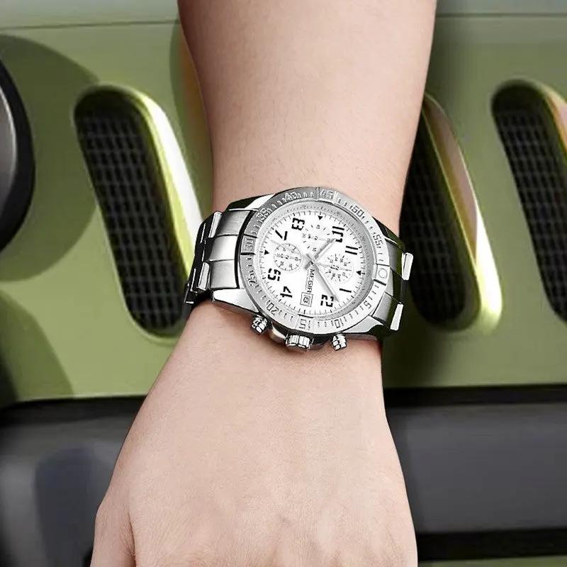 MEGIR Men's Business Quartz Watches Top Luxury Brand Casual Wristwatch Waterproof Date Clock Stainless Steel Man Chronograph 2030 by MEGIR WATCH GROUP