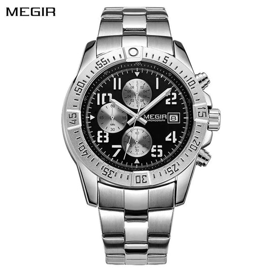 MEGIR Men's Business Quartz Watches Top Luxury Brand Casual Wristwatch Waterproof Date Clock Stainless Steel Man Chronograph 2030 by MEGIR WATCH GROUP