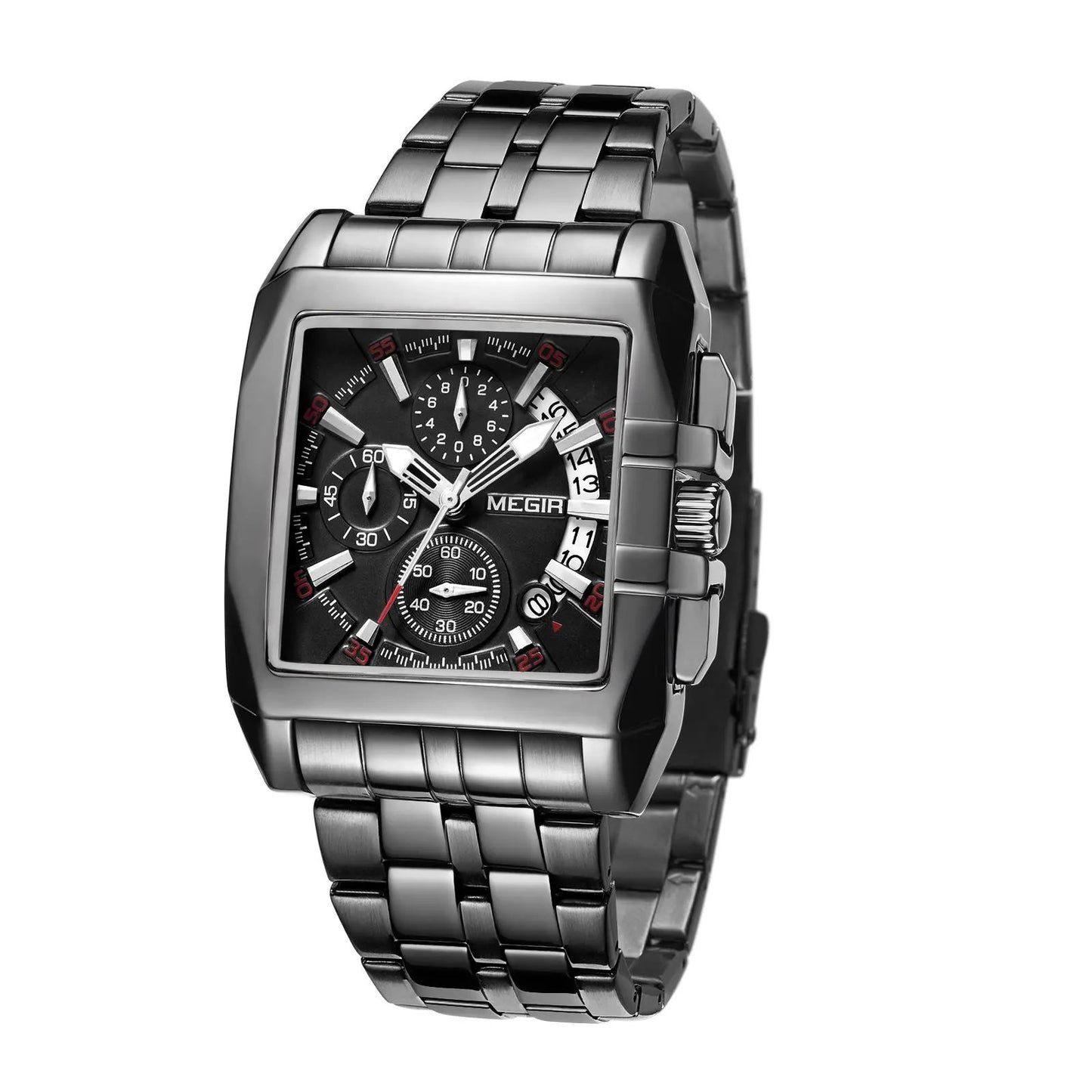 MEGIR Original Luxury Men Watch Stainless Steel Bracelet Quartz Military Wristwatch Business Watches Chronograph Big Dial Relogio Masculino 2018 by MEGIR WATCH GROUP