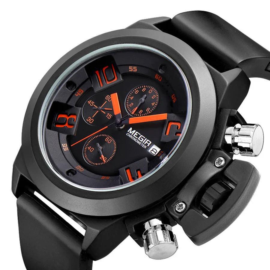 MEGIR Men Watches Luxury Fashion Sport Military Chronograph Luminous Date Quartz Wristwatch Clock Big Dial Relogio Masculino 2002 by MEGIR WATCH GROUP