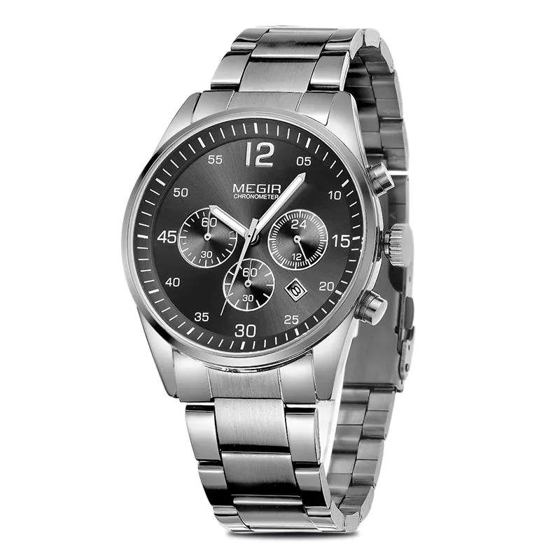 MEGIR Fashion Men Watches Stainless Steel Strap Business Wristwatch Waterproof Date Quartz Man Clock Relogio Masculino 2010 by MEGIR WATCH GROUP