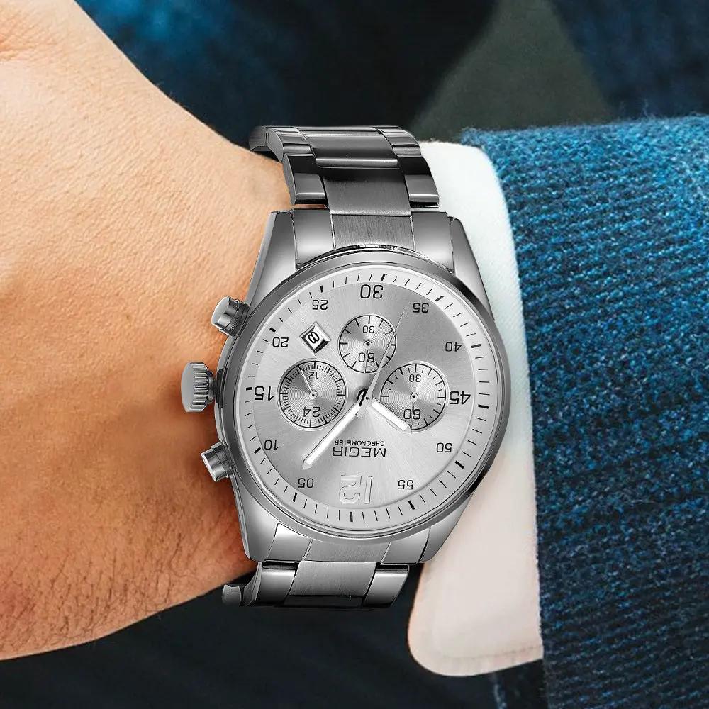 MEGIR Fashion Men Watches Stainless Steel Strap Business Wristwatch Waterproof Date Quartz Man Clock Relogio Masculino 2010 by MEGIR WATCH GROUP