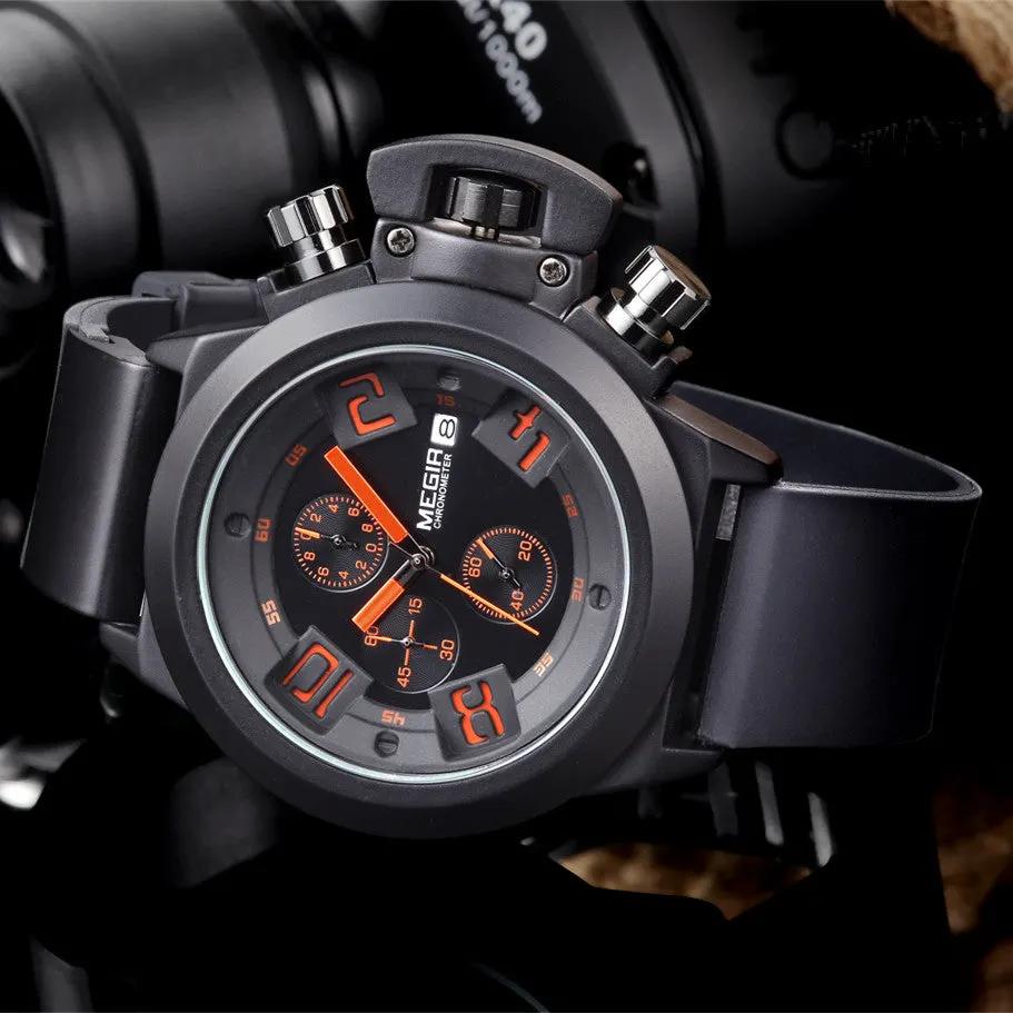 MEGIR Men Watches Luxury Fashion Sport Military Chronograph Luminous Date Quartz Wristwatch Clock Big Dial Relogio Masculino 2002 by MEGIR WATCH GROUP