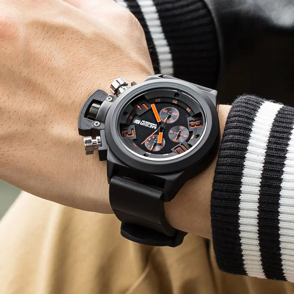 MEGIR Men Watches Luxury Fashion Sport Military Chronograph Luminous Date Quartz Wristwatch Clock Big Dial Relogio Masculino 2002 by MEGIR WATCH GROUP
